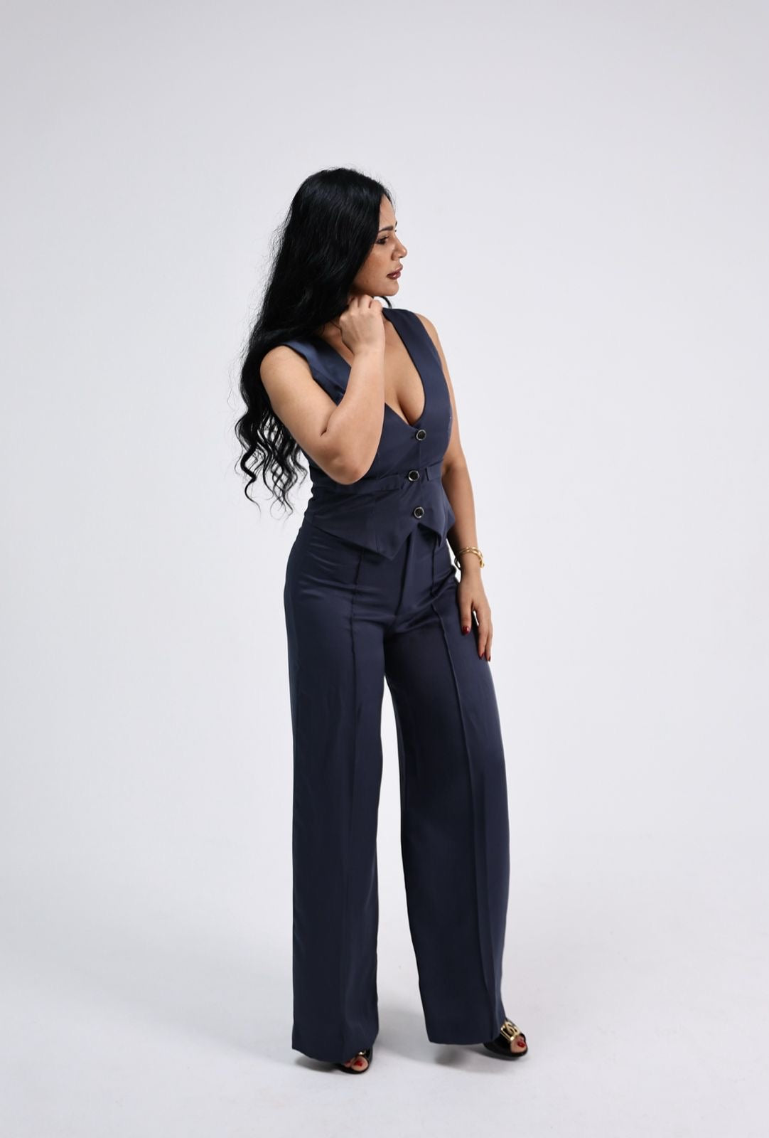 Royal Blue sleevless Vest Set