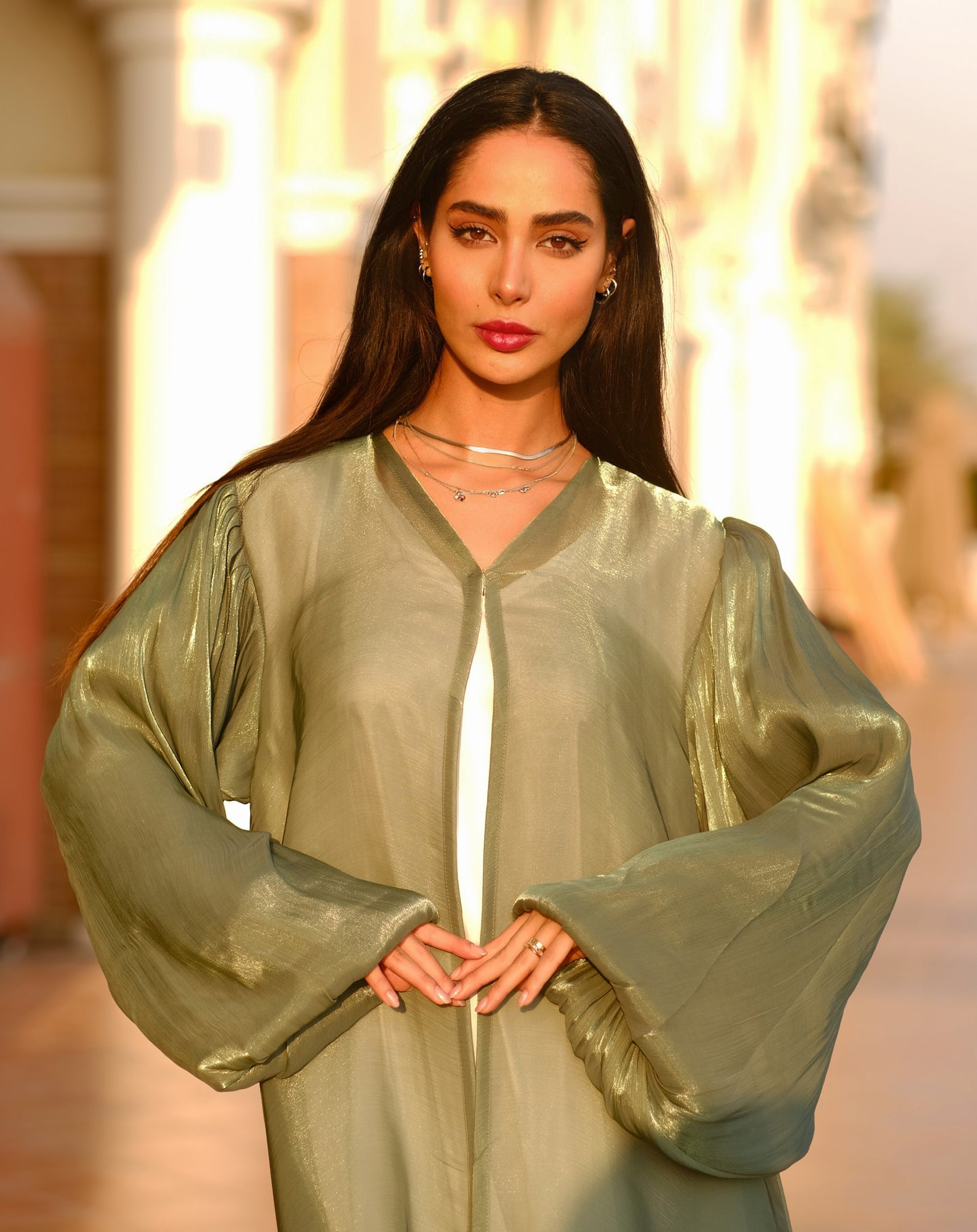 Basil Chiffon Abaya