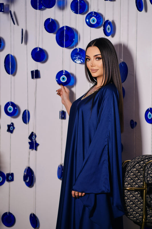 Blue Sapphire Yaqoot Silk Kaftan