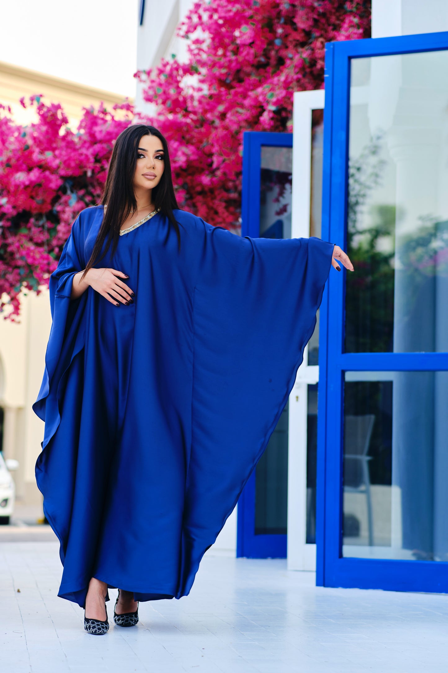 Blue Sapphire Yaqoot Silk Kaftan